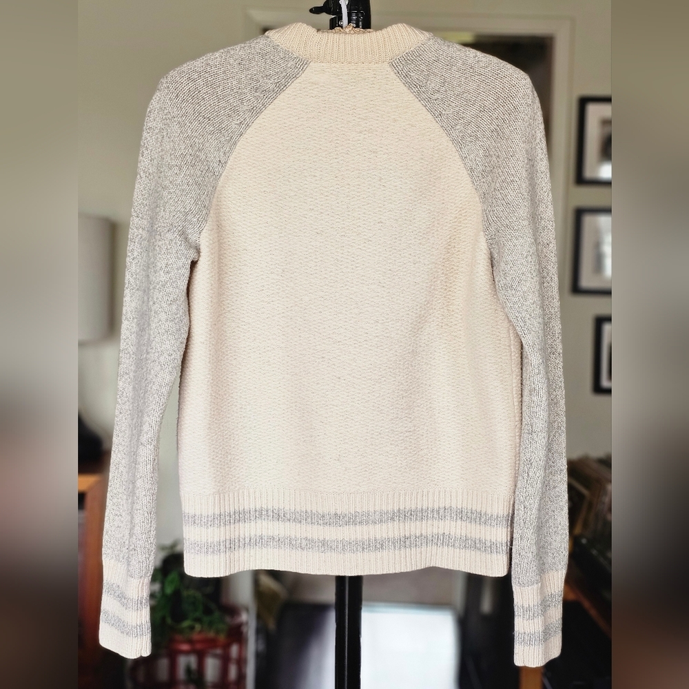 Rag & Bone Jana Sweater Cream and Gray Knit Crew Neck - Picture 6 of 10